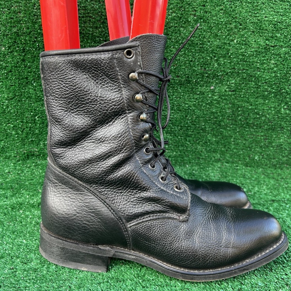 Vintage Durango Leather Lace Up Combat Work Boots DB250 Black Mens 9.5D USA Made